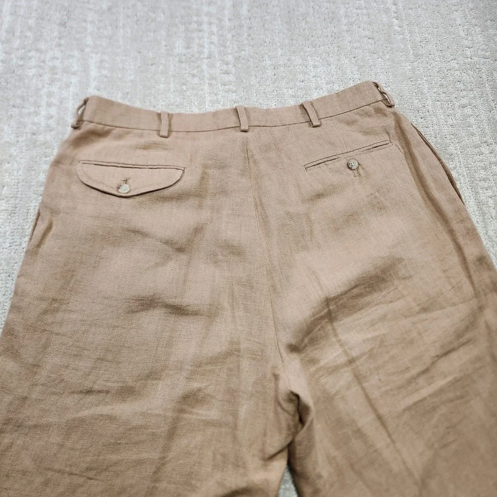 Vintage Polo Ralph Lauren Linen Pants Men 34x30 Pleated High Rise Trouser Flowy